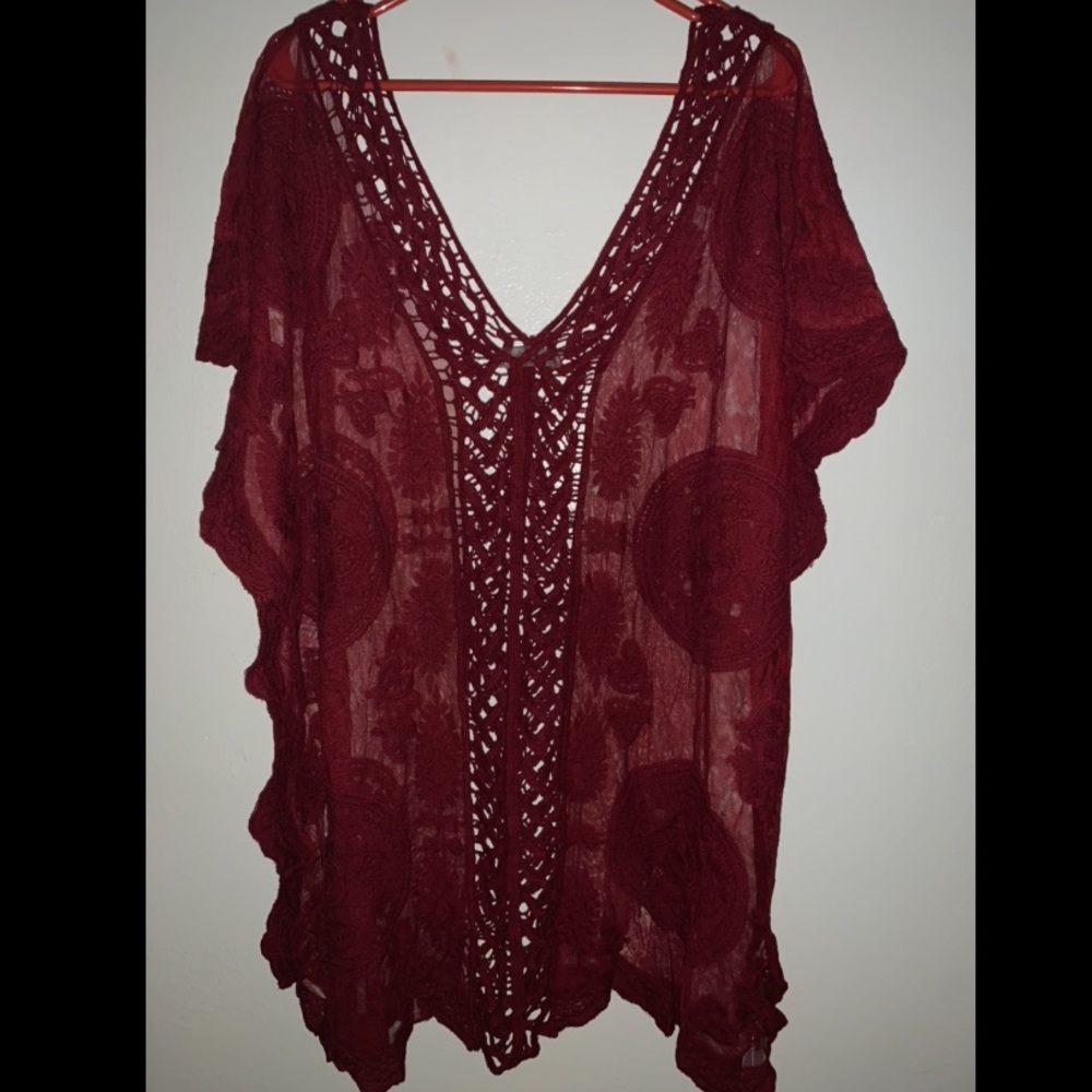 Burgundy boho swimsuit coverup